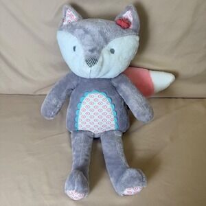 Levtex Baby Plush Fox Stuffed Animal Grey Pink Woodland Nursery Decor Toy